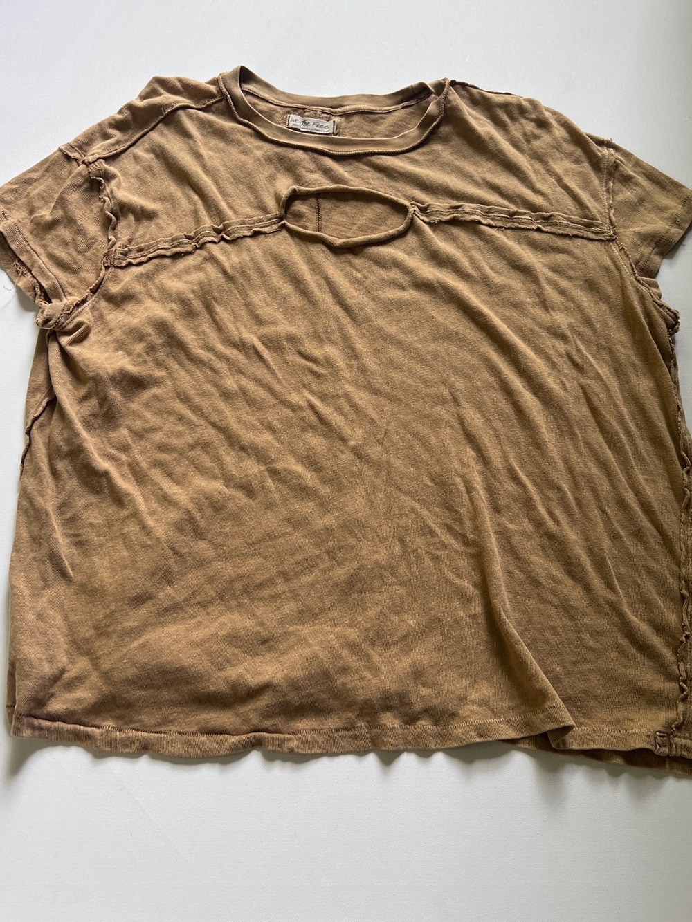 Free People We the Free Cut Out Tee Mustard Gold Medium